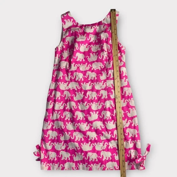 Lilly Pulitzer Size 6 Sleeveless Sheath Dress Lined Elephant Print Pink White - Picture 8 of 10